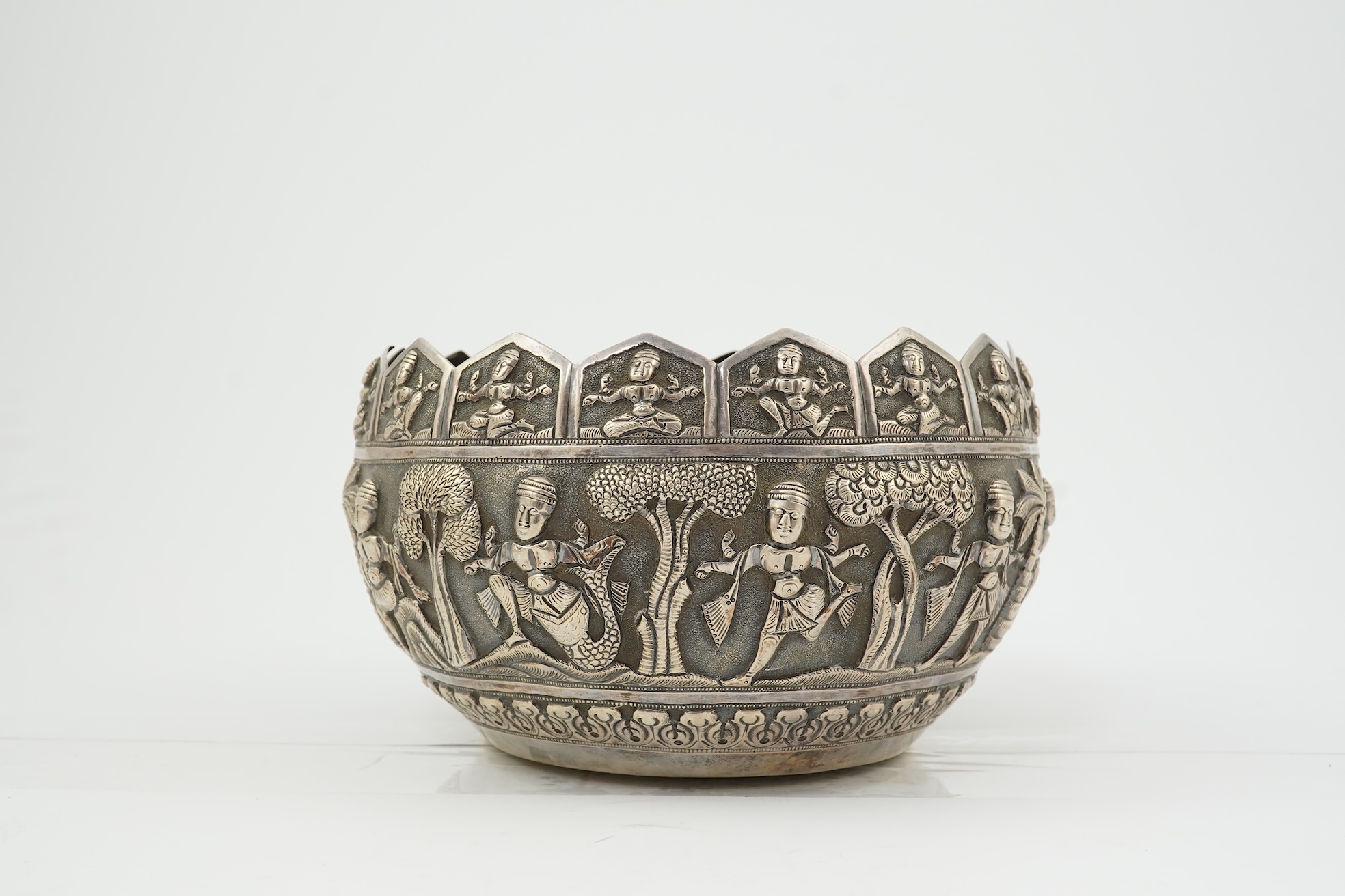An early 20th century Burmese silver circular bowl